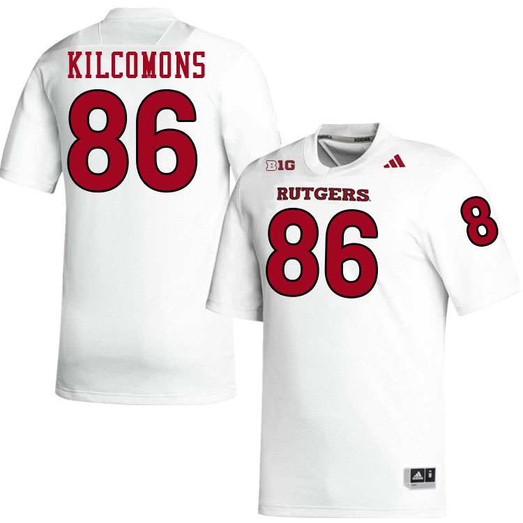 Rutgers Scarlet Knights #86 Liam Kilcomons College Football Jerseys Stitched-White